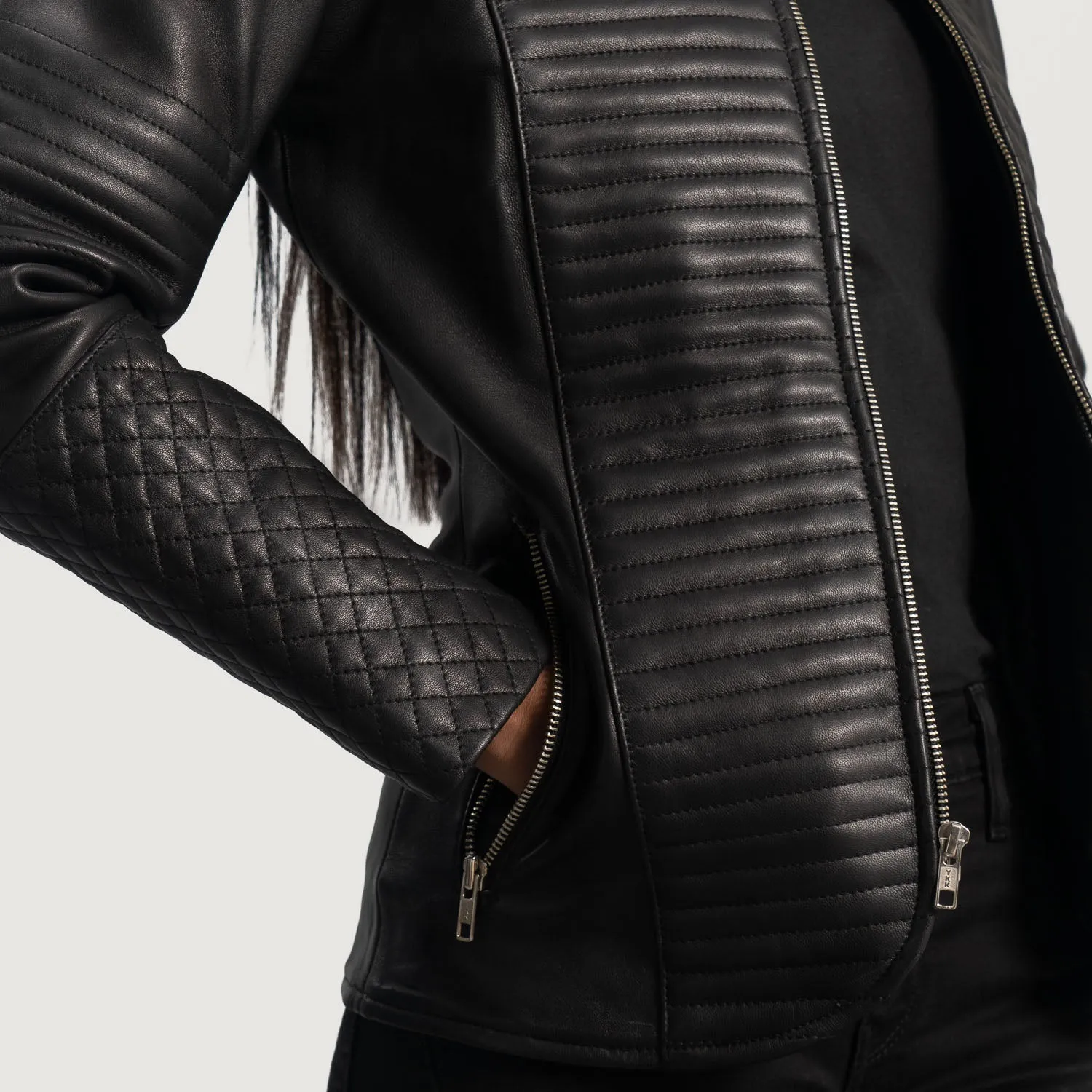 Nexi Quilted Black Leather Jacket