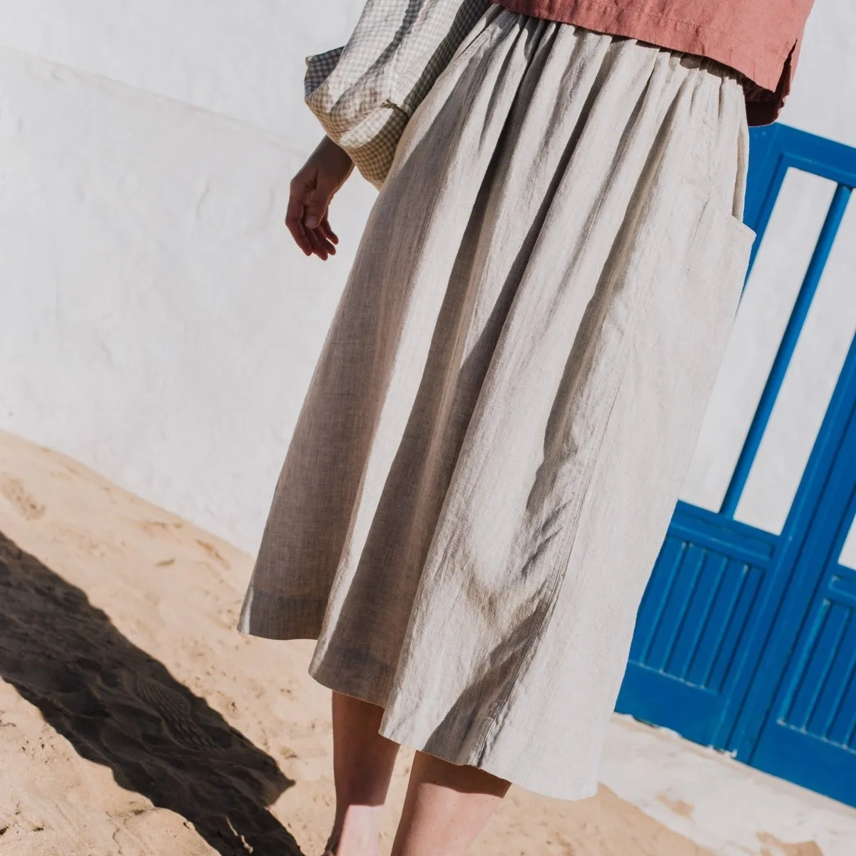 OIA gathered linen skirt