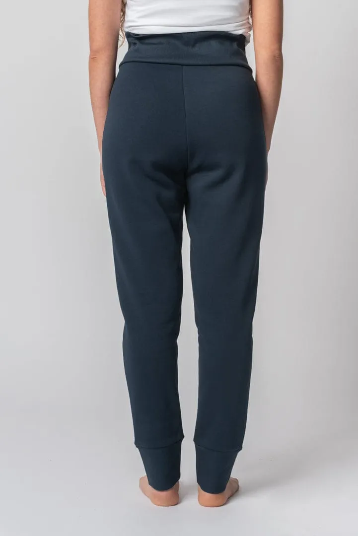 Organic Cotton High Waist Jogger Trousers | Navy