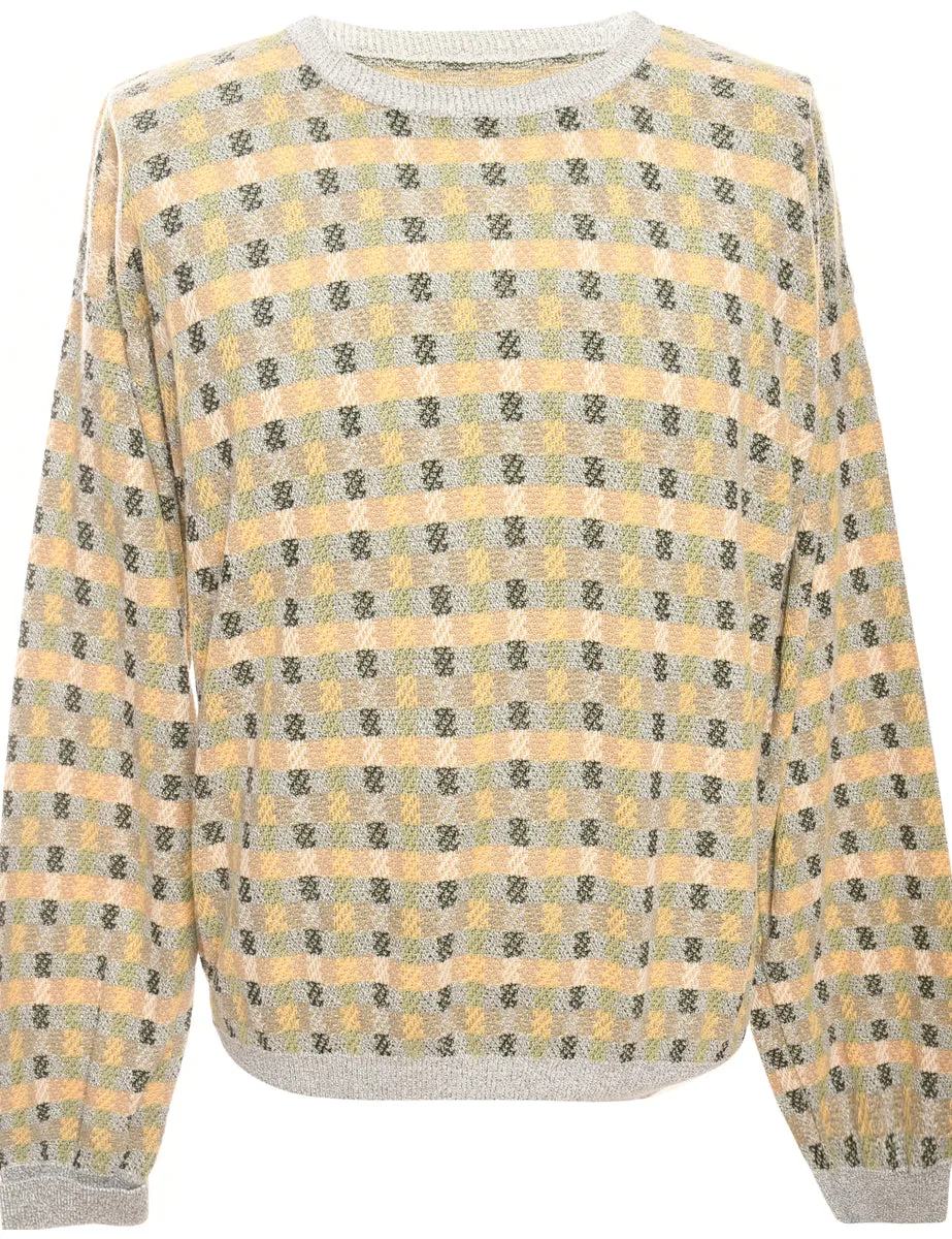 Pale Yellow Patterned Jumper - M