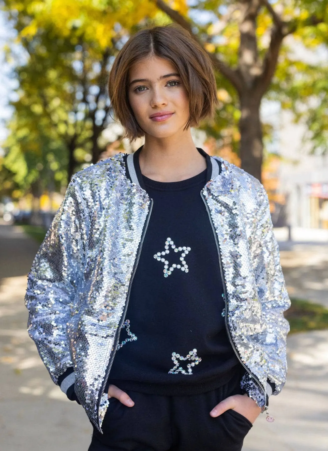 Pink Emoji Sequin Bomber