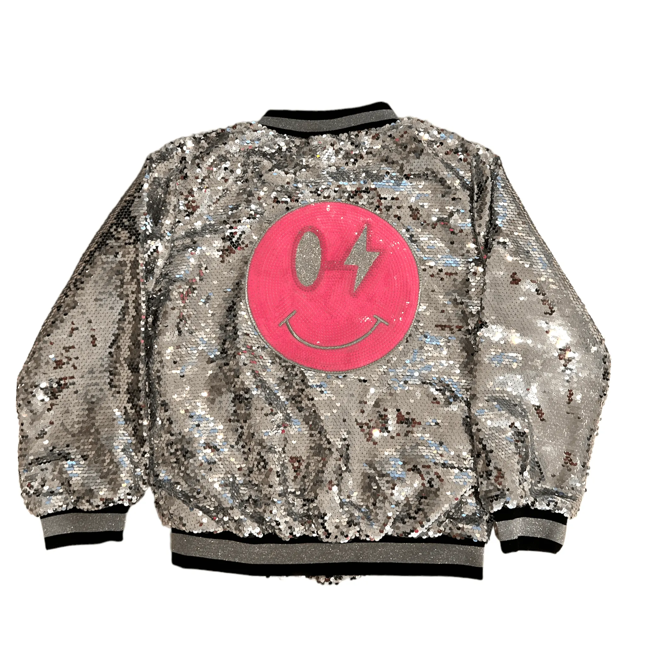 Pink Emoji Sequin Bomber