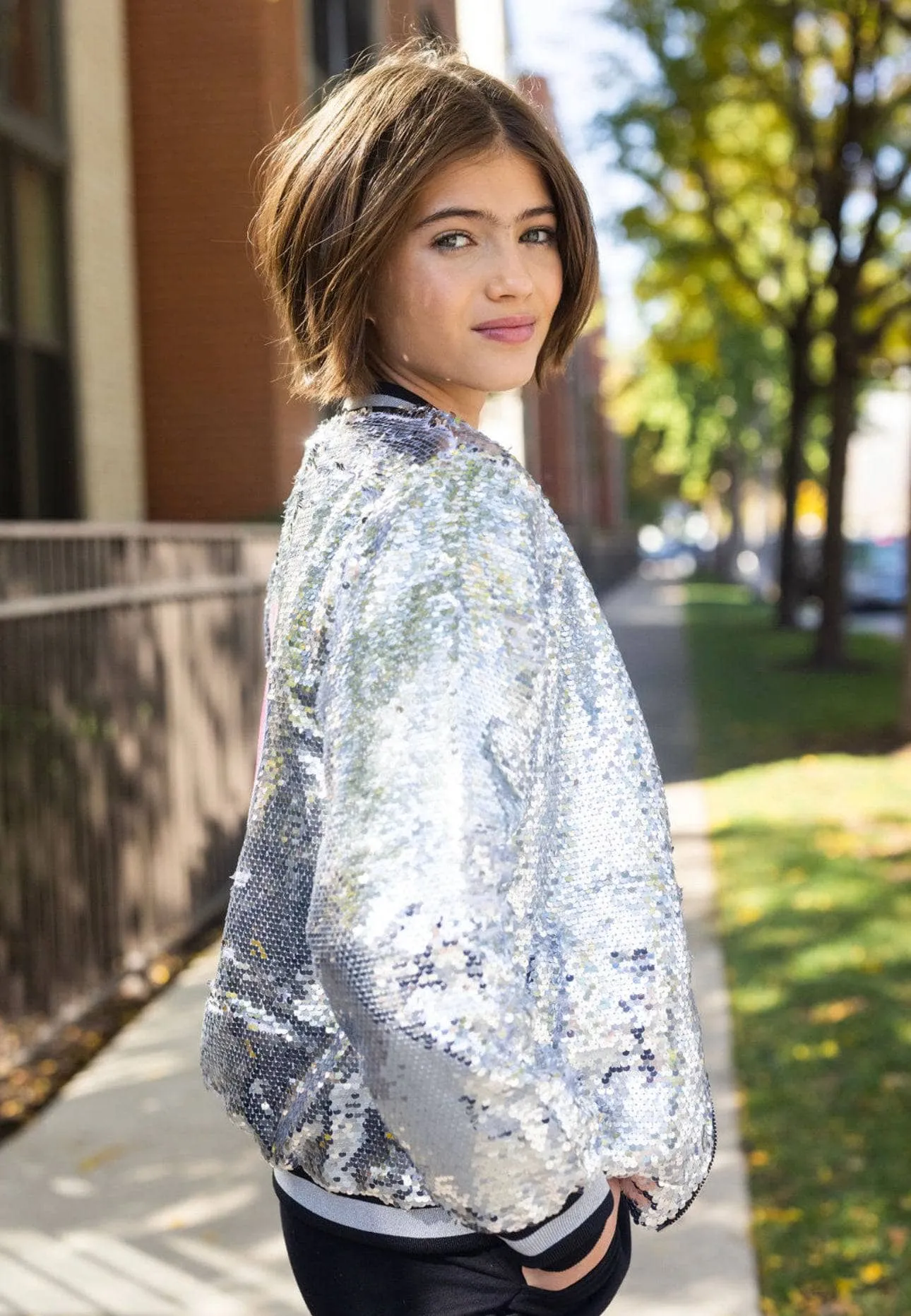 Pink Emoji Sequin Bomber