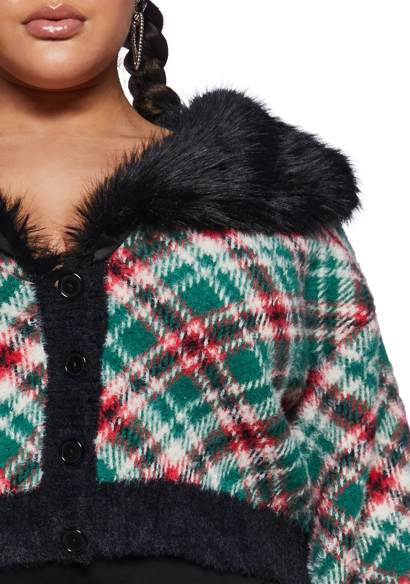 Plus Holiday Party Plaid Cardigan