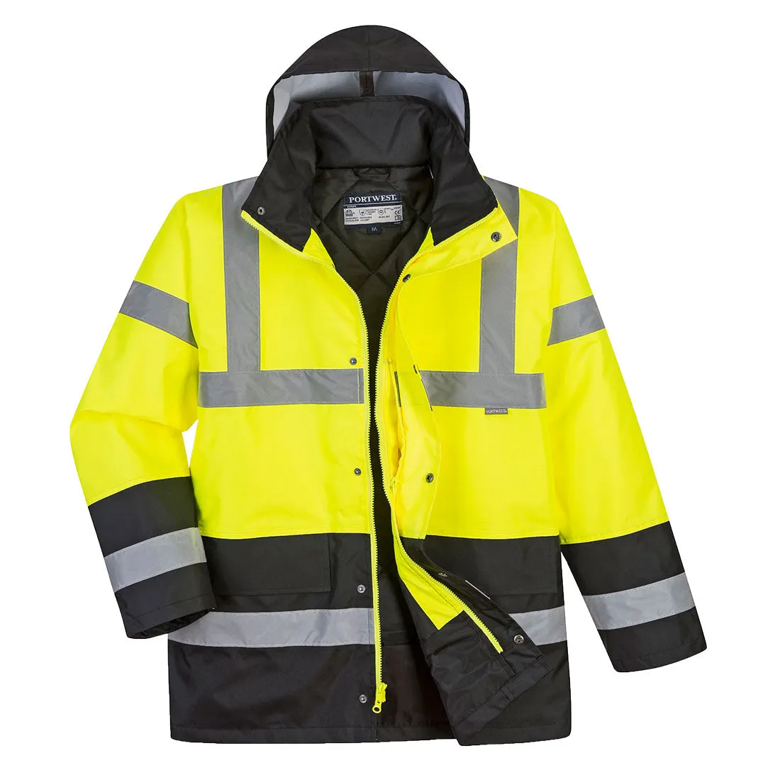 PORTWEST Hi-Vis Contrast Traffic Jacket Yellow/Black