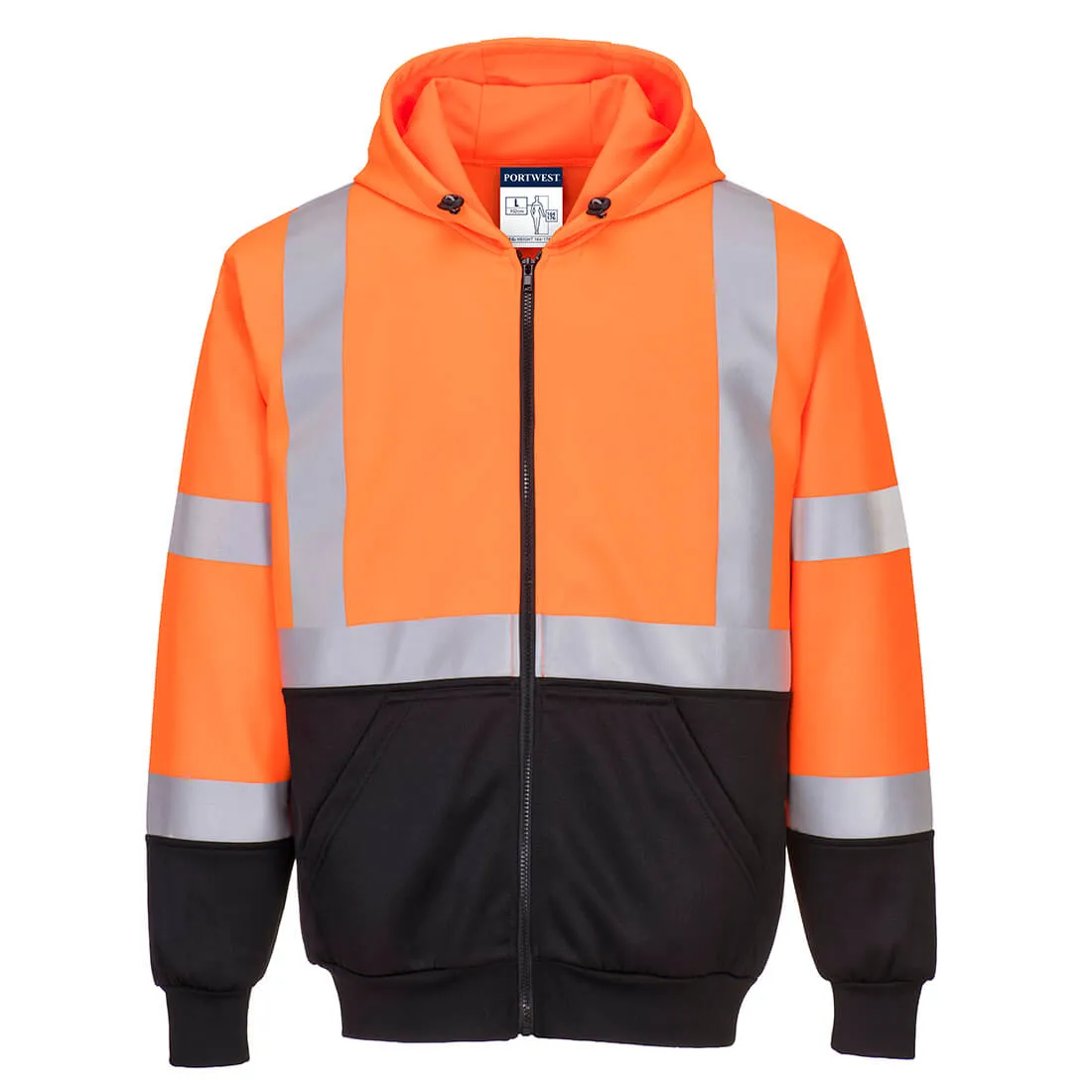 Portwest Hi-Vis Two-Tone Zipped Hoodie (UB315OBR)