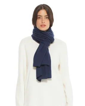 Pure Cashmere Plain Knit Scarf Blue