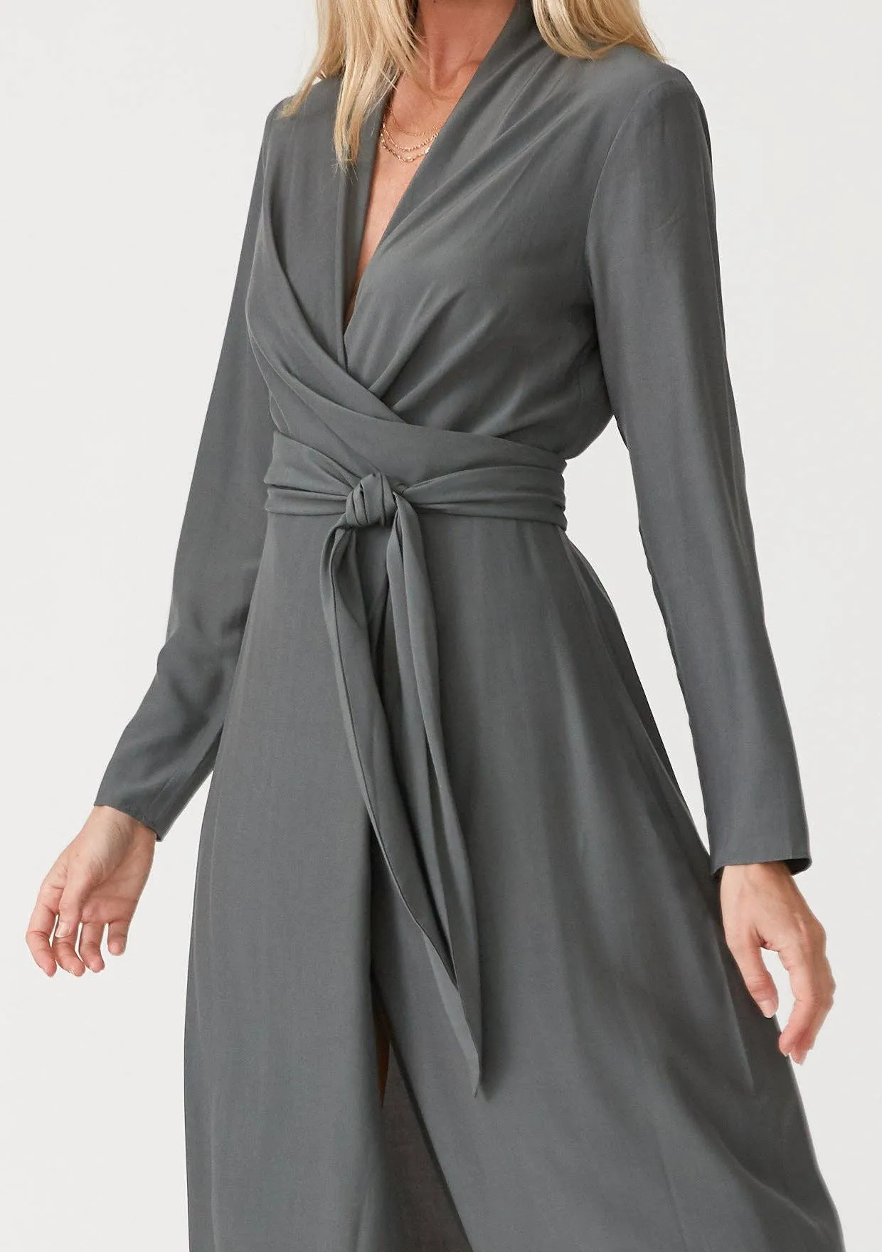 RAYON BLACK WRAP DRESS