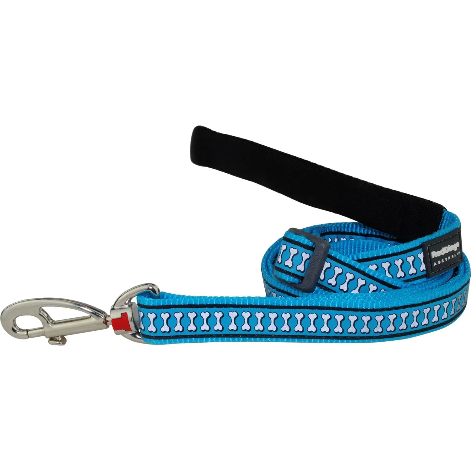 Reflective Bones Turquoise Dog Leash