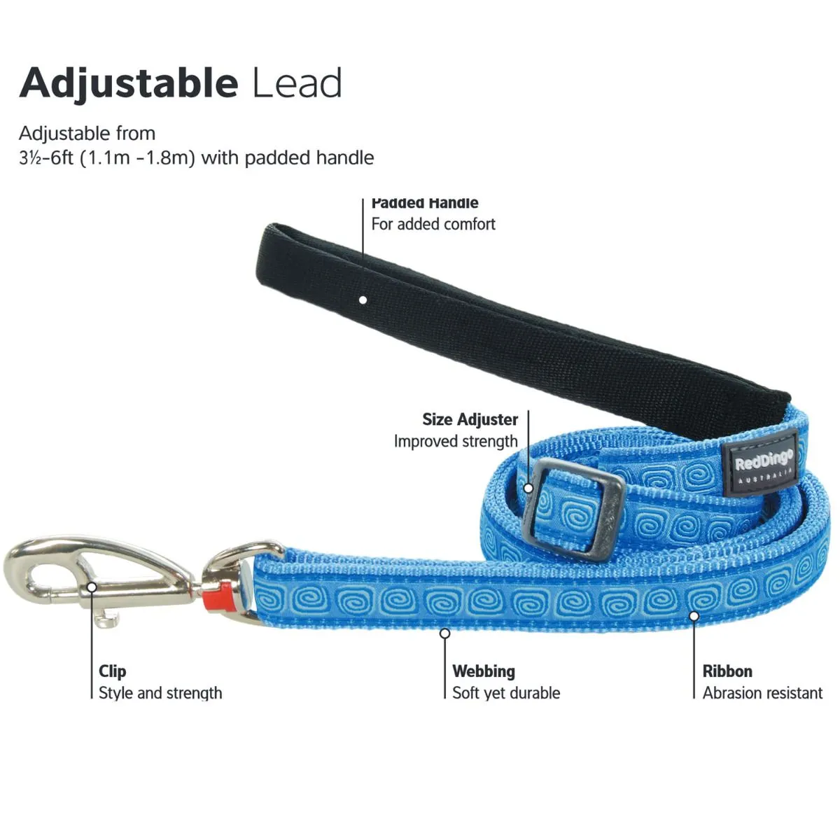 Reflective Bones Turquoise Dog Leash