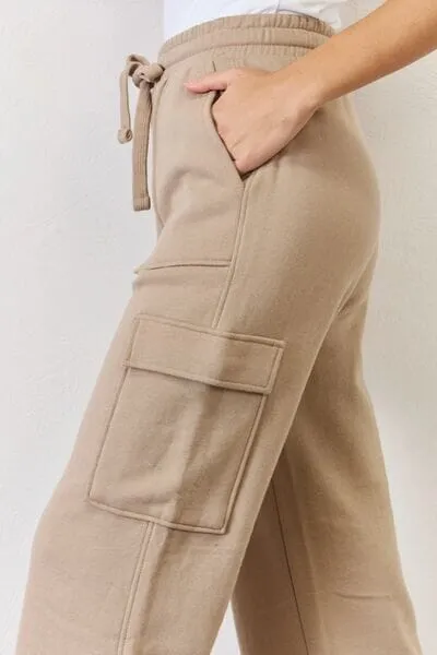 RISEN Sand High Waist Cargo Wide Leg Pants