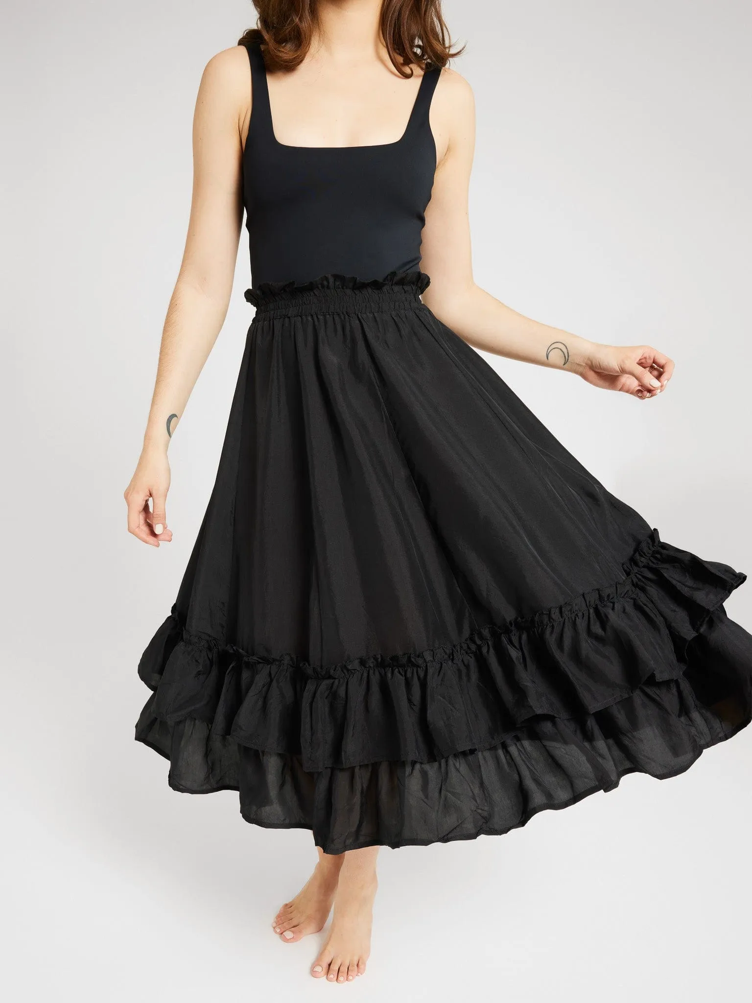 Rosalia Skirt in Black Silk