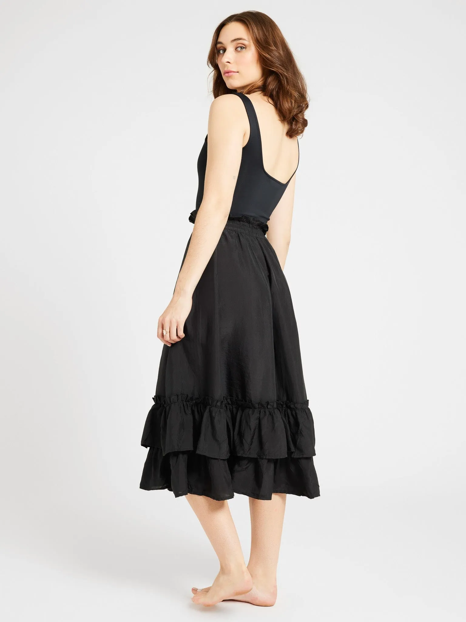 Rosalia Skirt in Black Silk