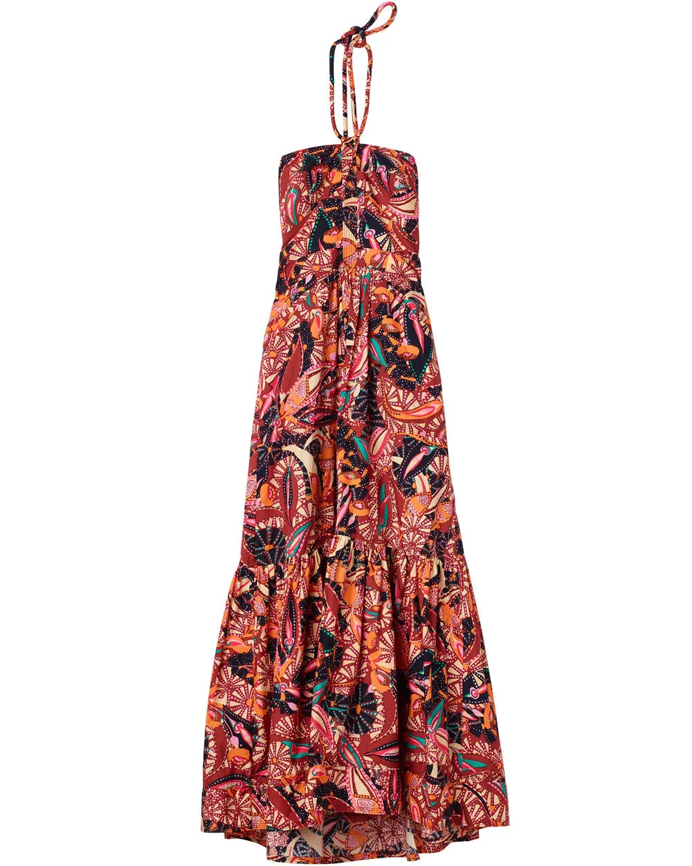 Russet Multicolor Halter Adelle Midi Dress