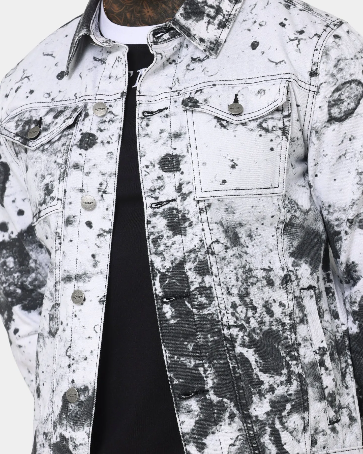 Saint Morta Acid Jean Jacket White/Black