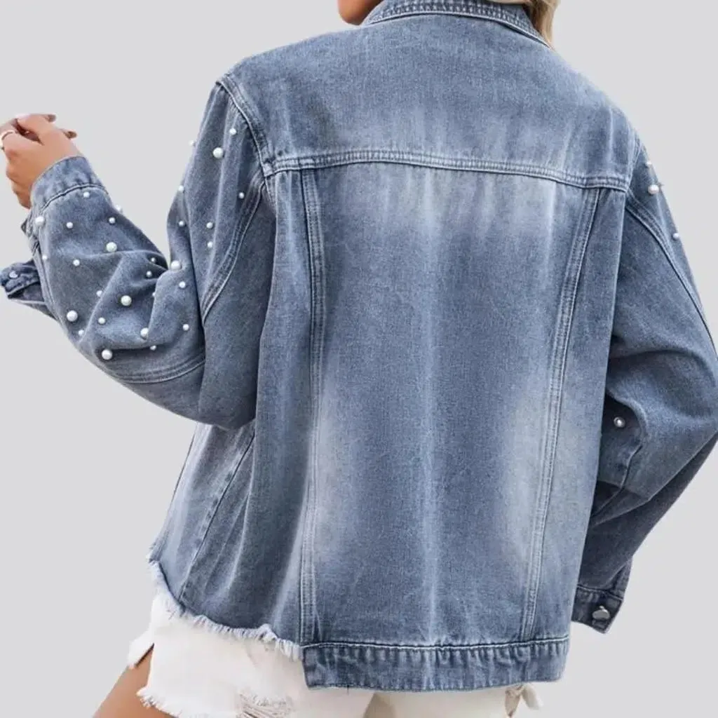 Sanded vintage denim jacket for women