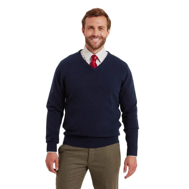 Schoffel Lewis Lambswool V Neck Mens Jumper - Navy