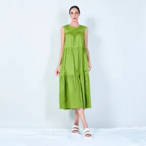 Sleeveless tiered dress with back button wholesale