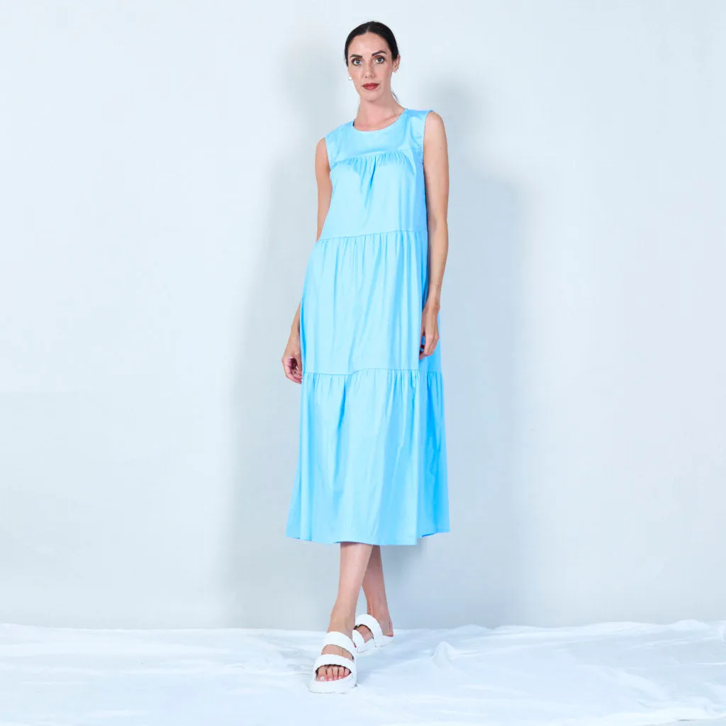 Sleeveless tiered dress with back button wholesale