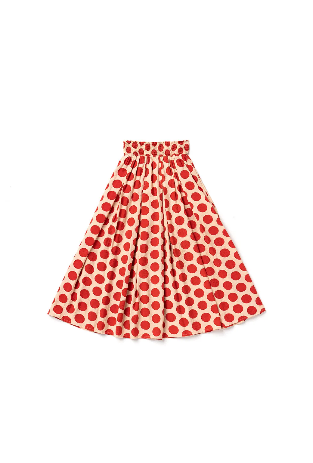 Smocked Waist MIDI Skirt - Big Dot