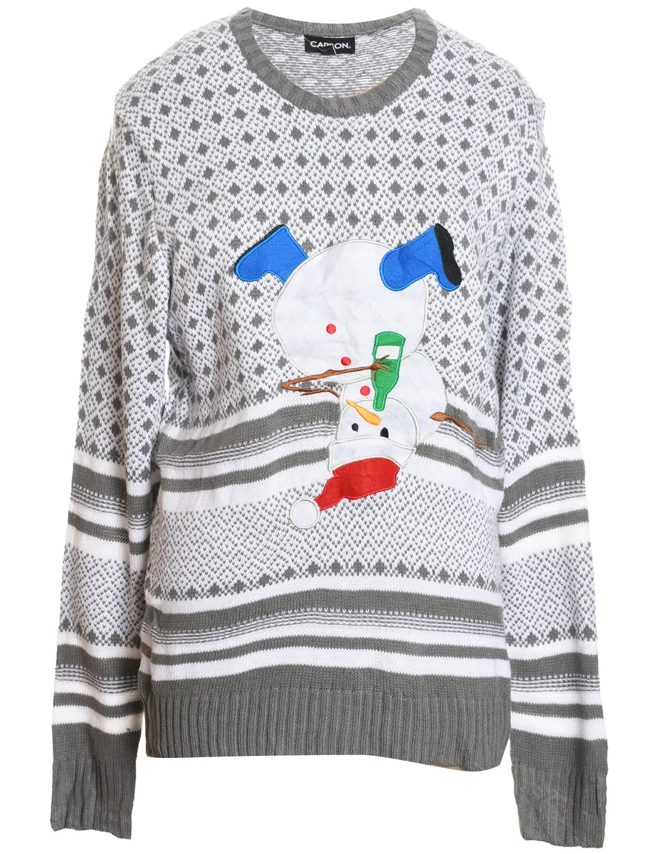 Snowman Design Knit Christmas Jumper - XL