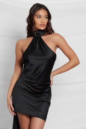 Sorelle Satin Mini Trendy Dress - Black