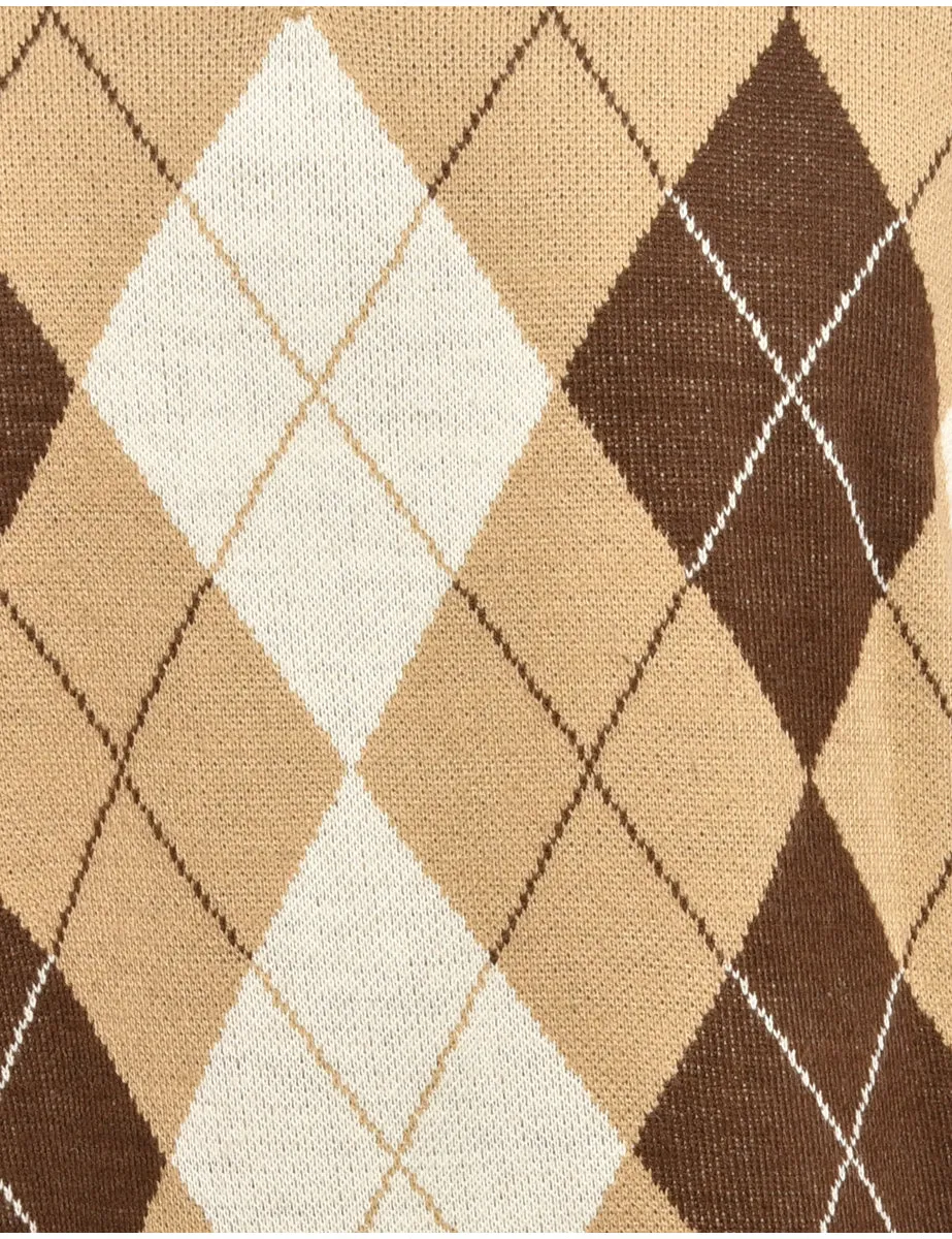 Southpole Y2K Argyle Brown Jumper - M