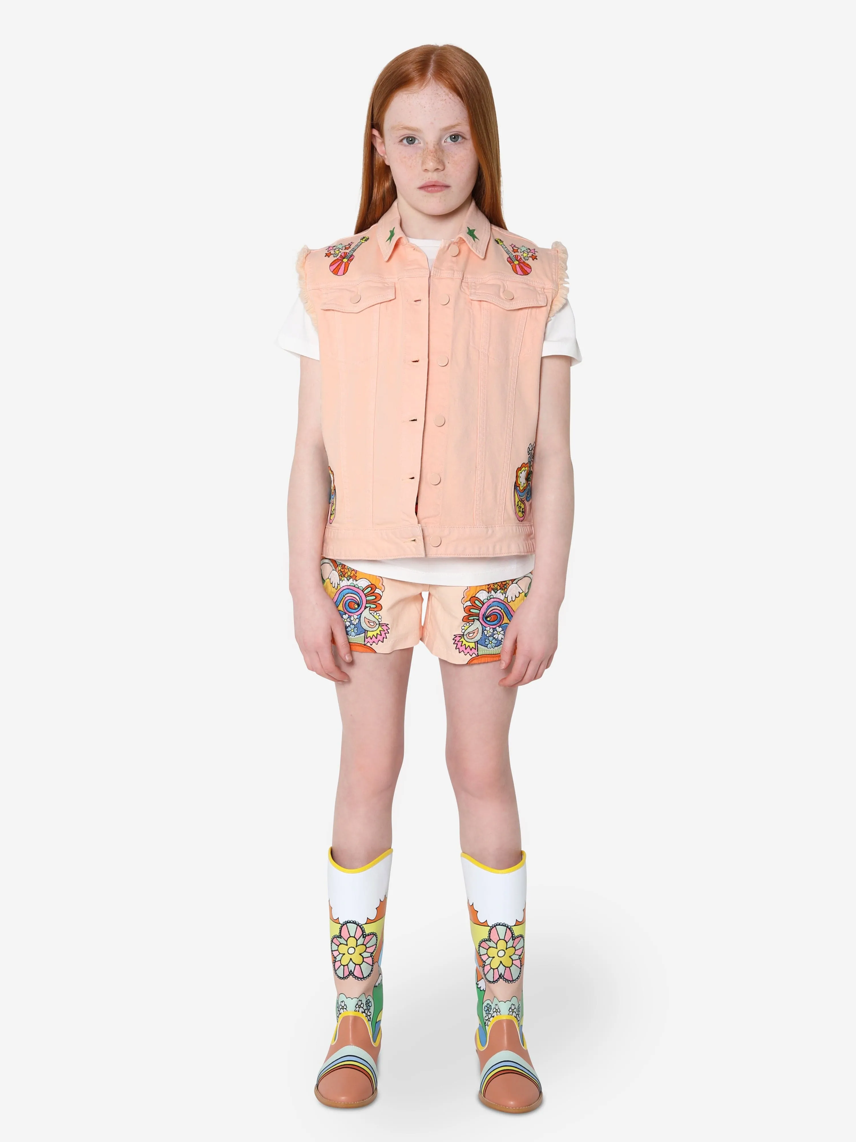 Stella McCartney Girls Denim Gilet in Pink