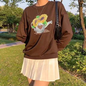 Sunflower Print Sweatshirt