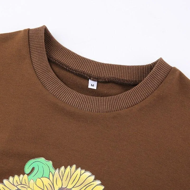 Sunflower Print Sweatshirt