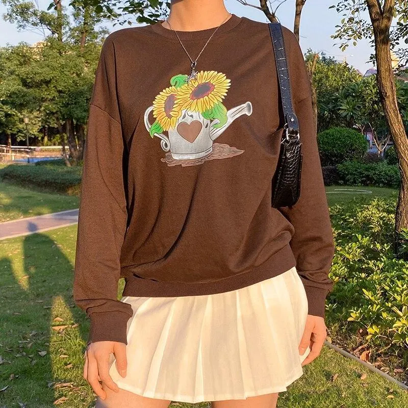 Sunflower Print Sweatshirt