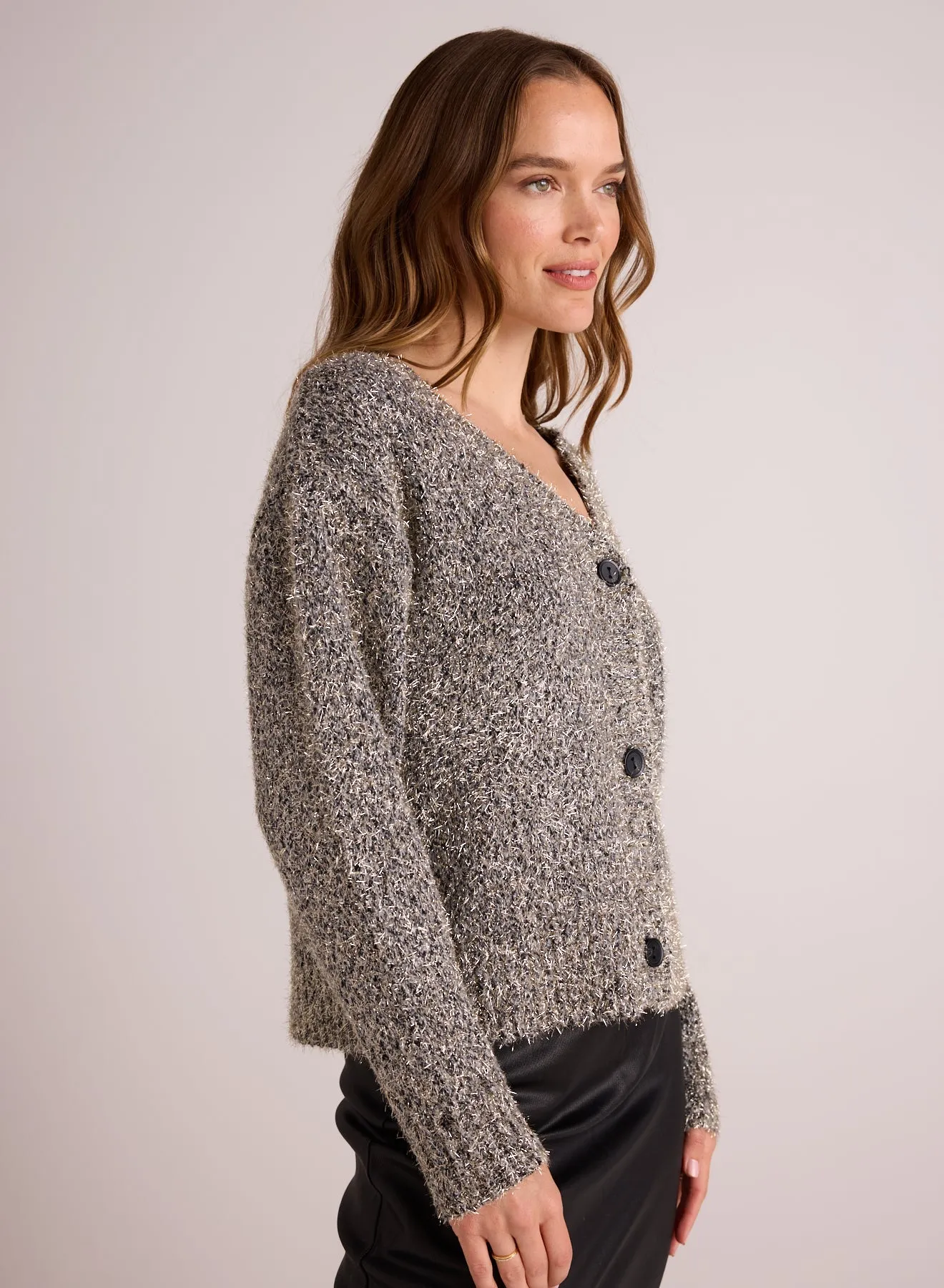 Sweater Cardigan - Black Gold Shimmer