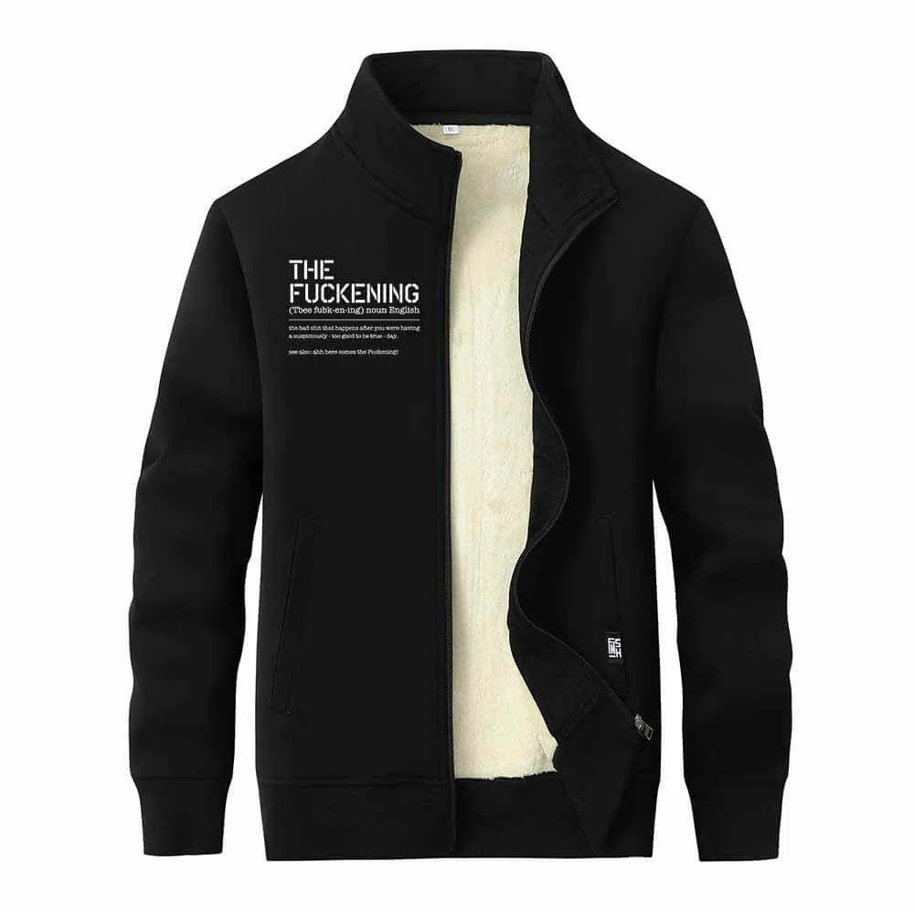 The Fuckening Stand Collar Zip Fleece Cardigan