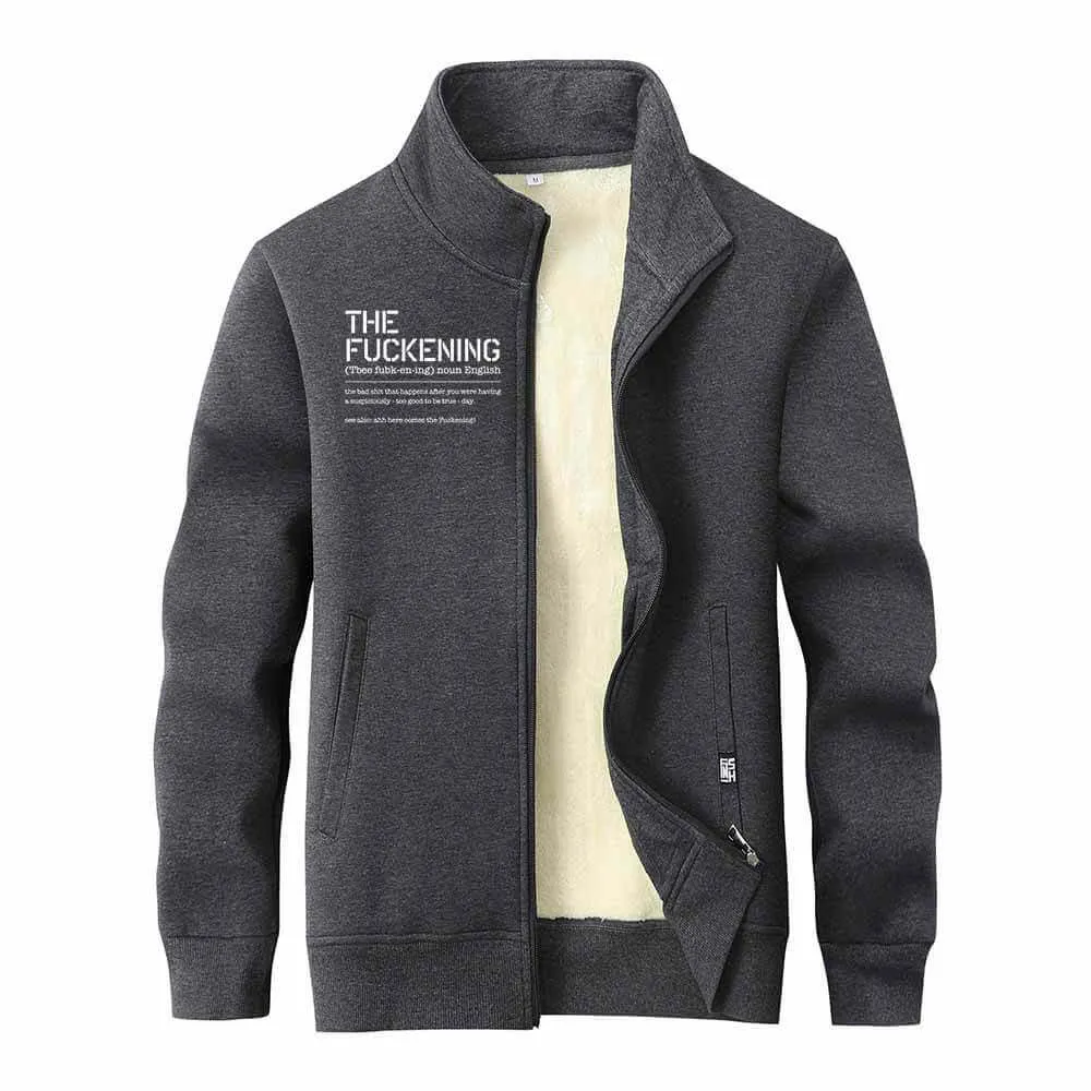 The Fuckening Stand Collar Zip Fleece Cardigan