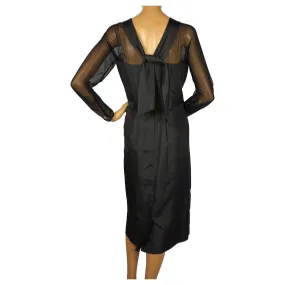 Vintage 1950s Black Silk Cocktail Dress Miss KK Toronto A Size Not An Age Size L