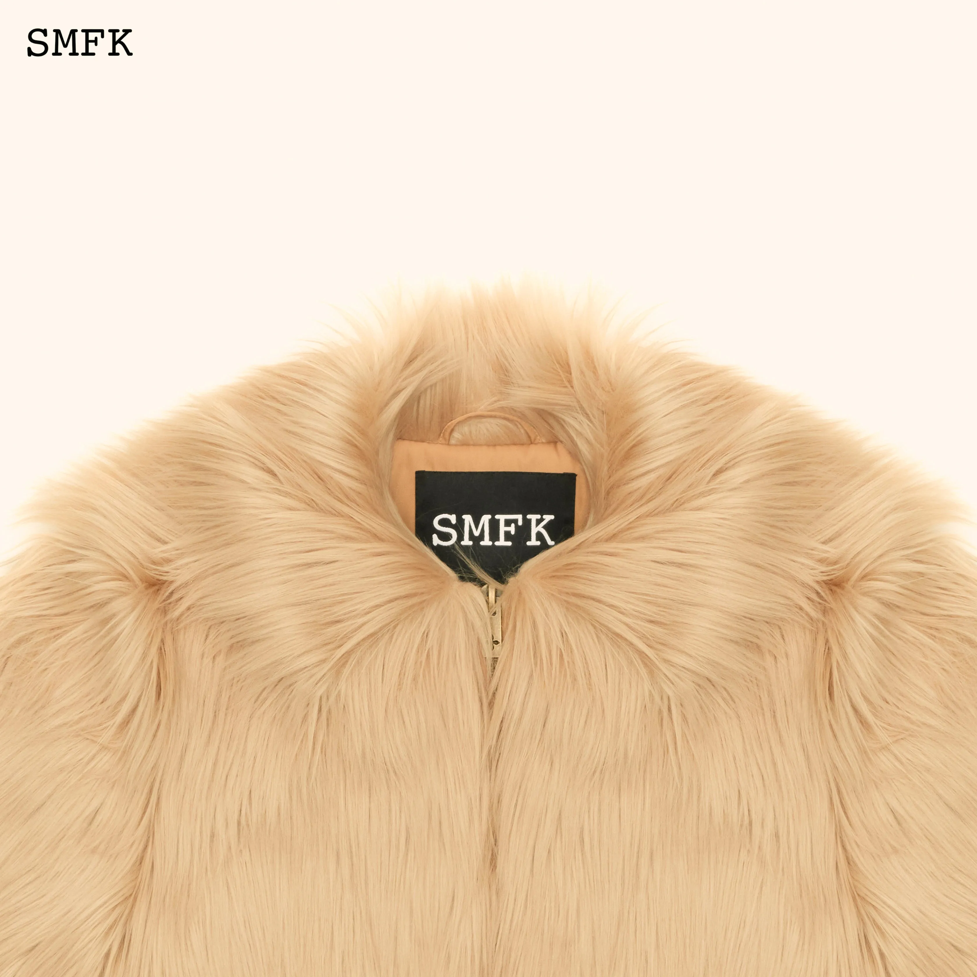 WildWorld Faux Fur Short Jacket In Wheat