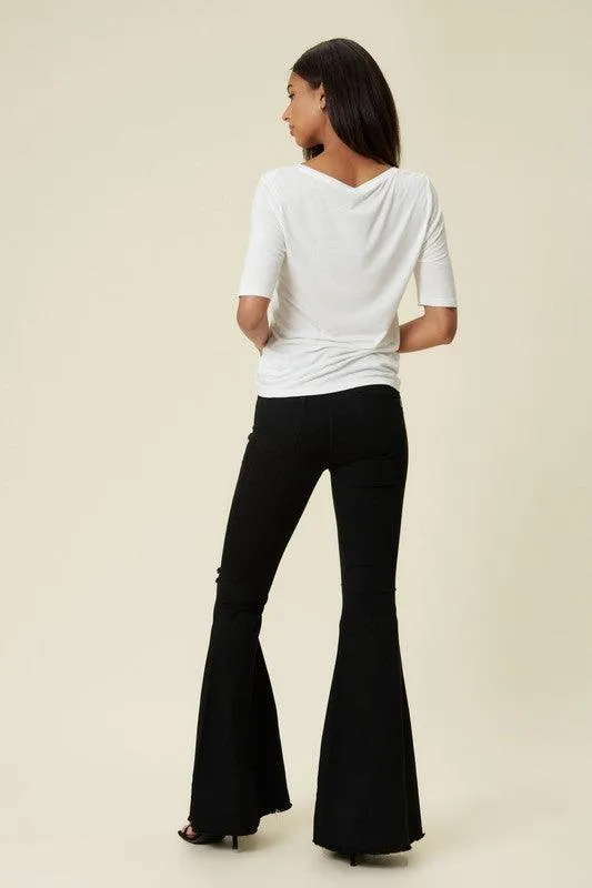 Womens Black High Rise Flare Leg Jeans