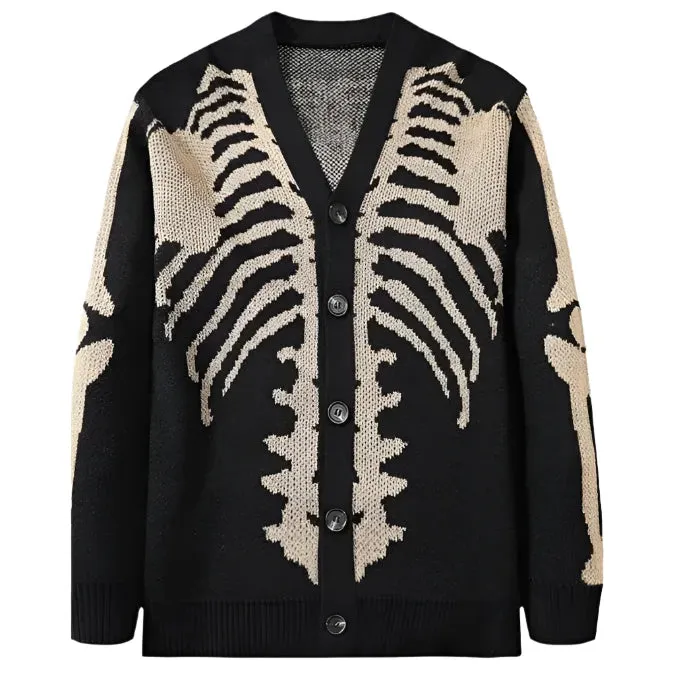 Women's Skeleton Print Cardigan: A fun rib cage print design, sizes up to 3XL