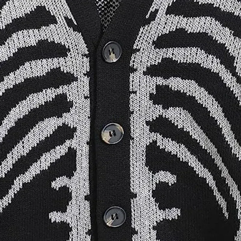 Women's Skeleton Print Cardigan: A fun rib cage print design, sizes up to 3XL