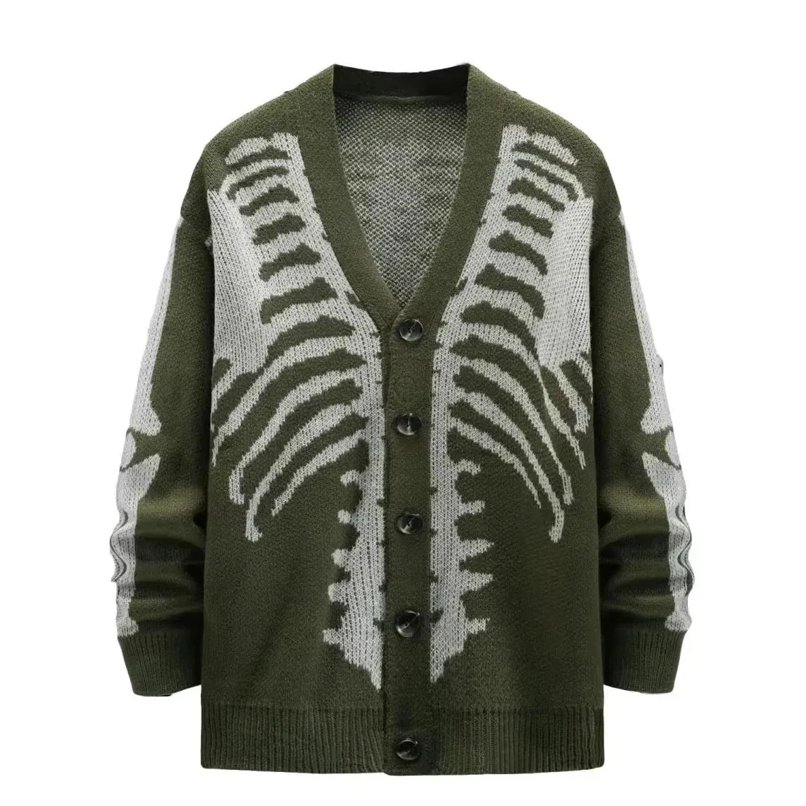 Women's Skeleton Print Cardigan: A fun rib cage print design, sizes up to 3XL