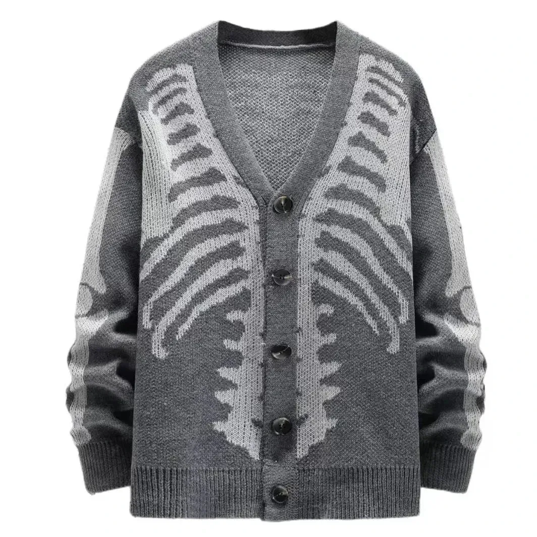 Women's Skeleton Print Cardigan: A fun rib cage print design, sizes up to 3XL