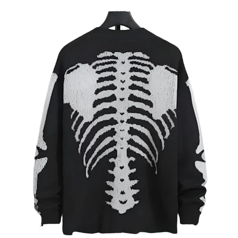 Women's Skeleton Print Cardigan: A fun rib cage print design, sizes up to 3XL