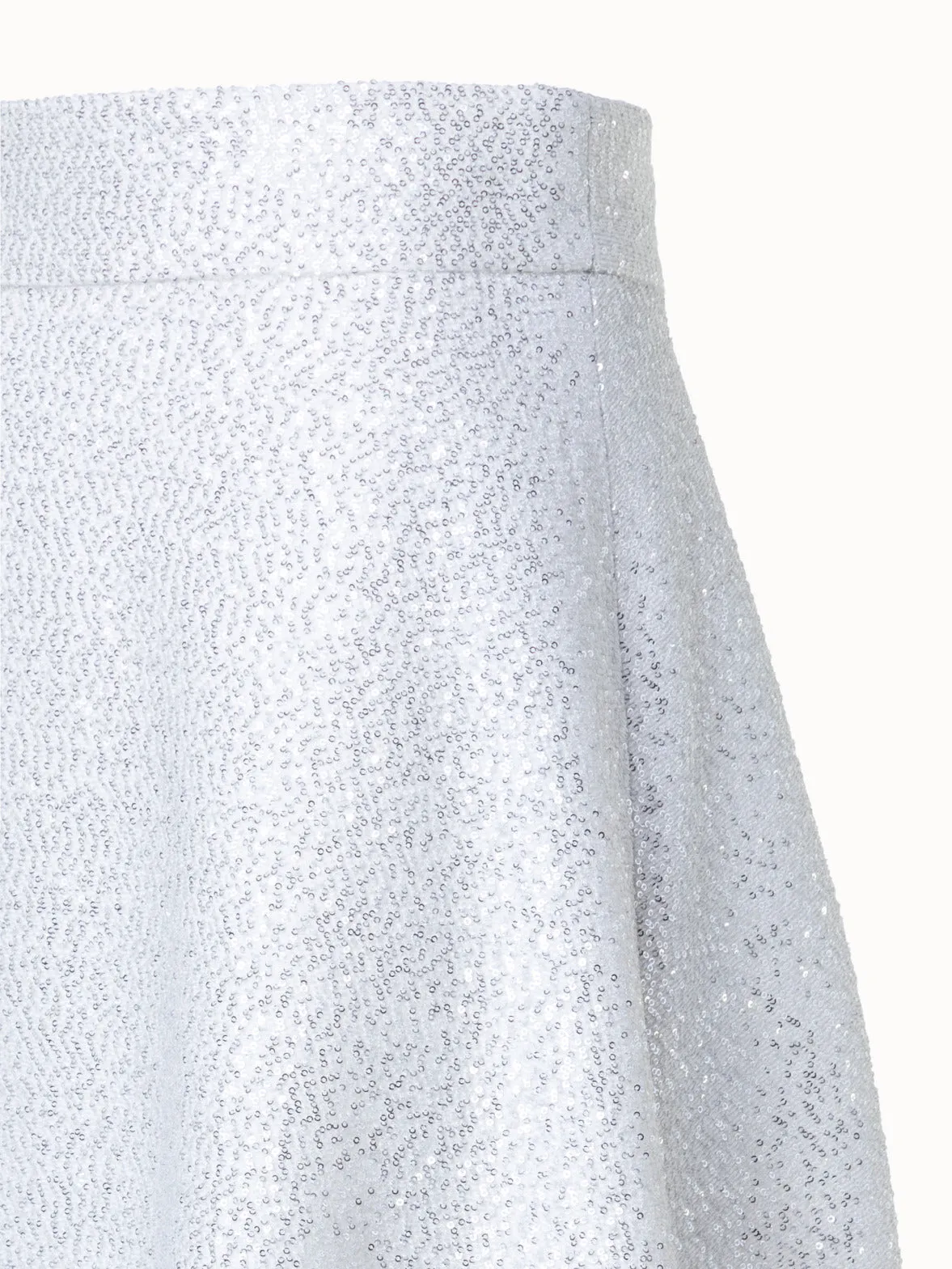 Wool Blend Sequins Flared Midi Skirt