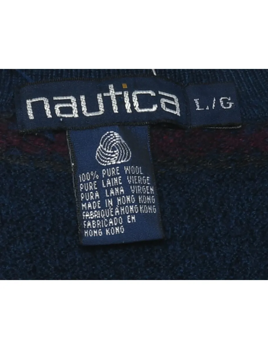 Wool Nautica Striped Jumper - L