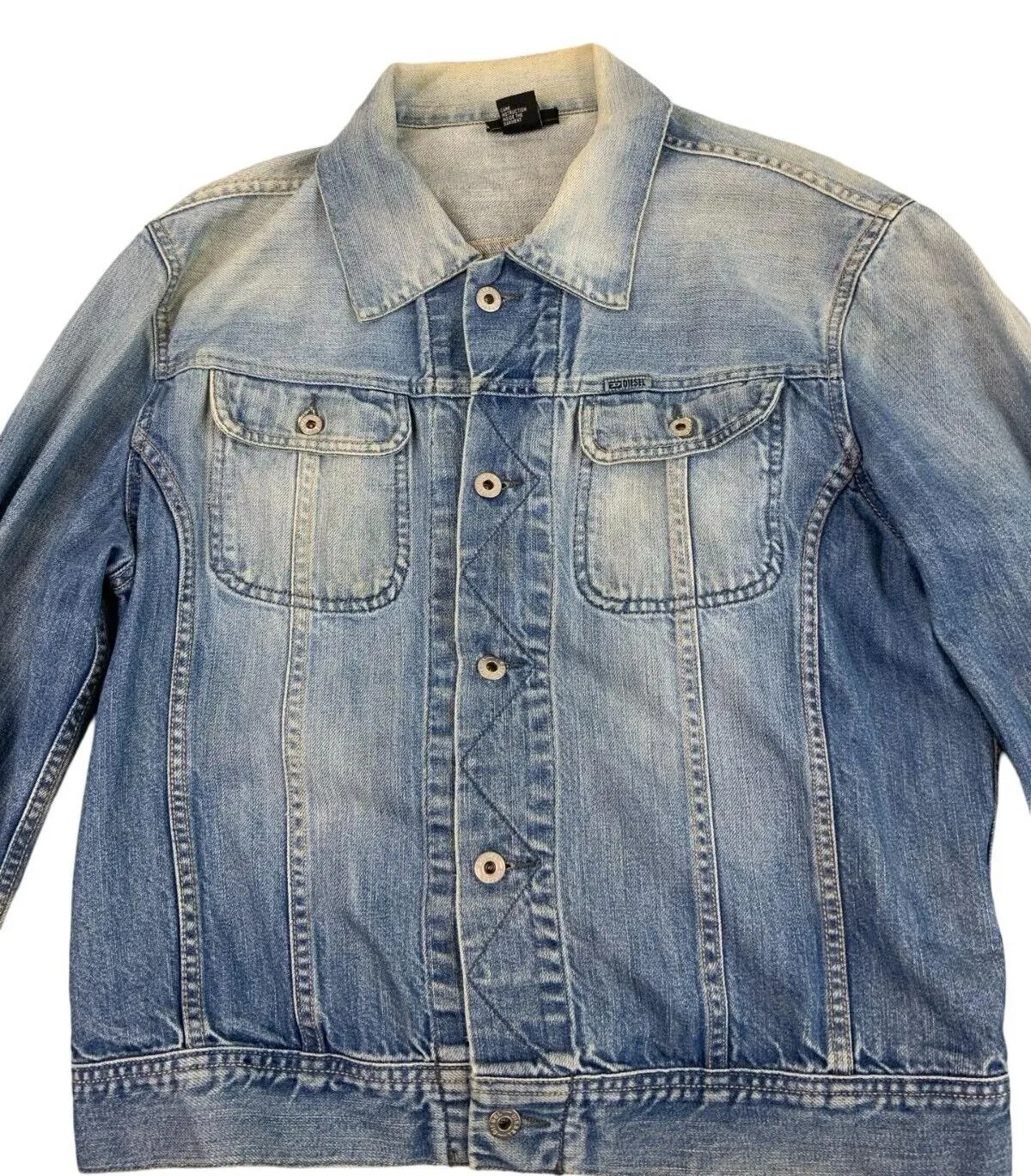 Y2K DIESEL LIGHT BLUE WASH FADED DENIM TRUCKER JACKET SIZE XL