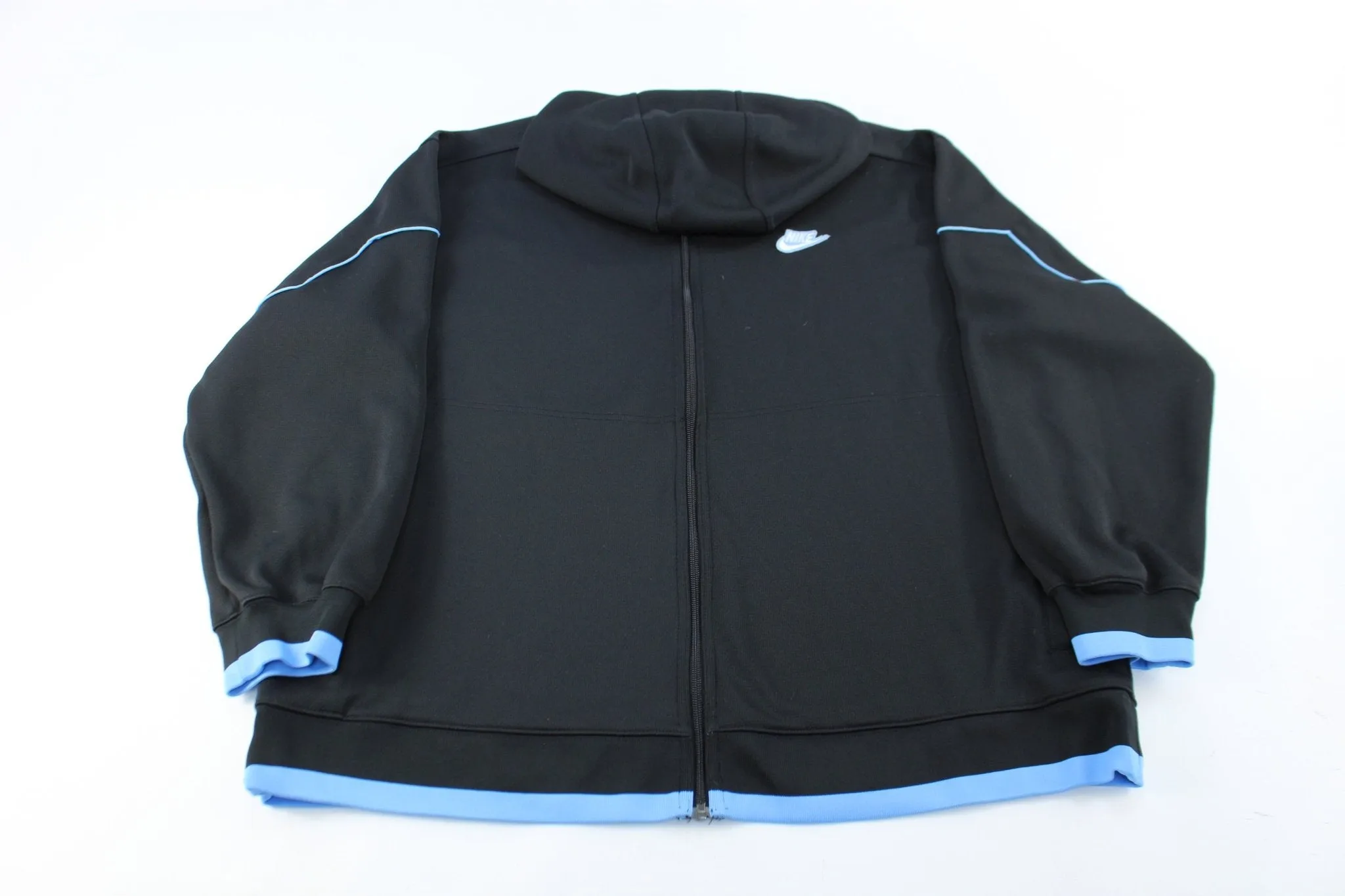Y2K Nike Embroidered Logo Black & Baby Blue Zip Up Jacket